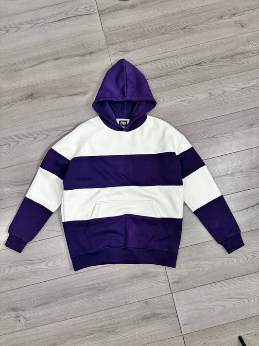 Striped Heavyweight Hoodie - Purple & White